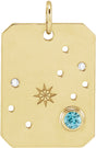 14K Yellow Natural Blue Zircon & .01 CTW Natural Diamond Scorpio Constellation Pendant