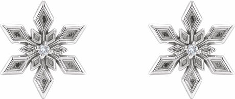 14K White Gold .0075 CTW Natural Diamond Snowflake Earrings
