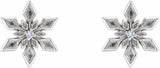 14K White Gold .0075 CTW Natural Diamond Snowflake Earrings