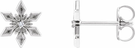 14K White Gold .0075 CTW Natural Diamond Snowflake Earrings