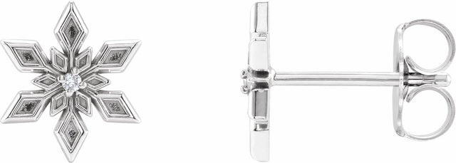 14K White Gold .0075 CTW Natural Diamond Snowflake Earrings
