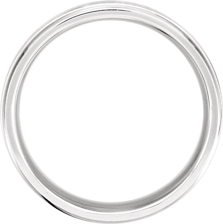 14K White 4 mm Grooved Comfort-Fit Flat Band