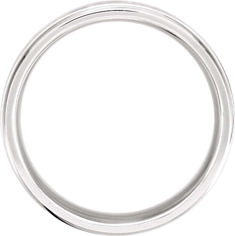 14K White 5 mm Grooved Comfort-Fit Flat Band