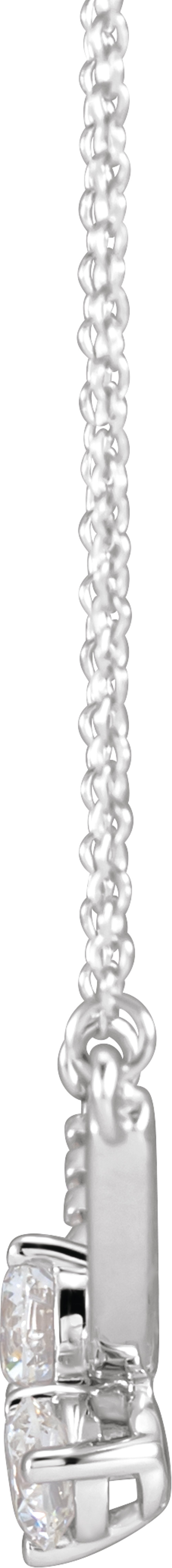 14K White 5/8 CTW Lab-Grown Diamond Two-Stone 18" Necklace