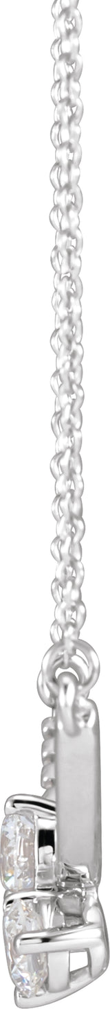 14K White 5/8 CTW Lab-Grown Diamond Two-Stone 18" Necklace