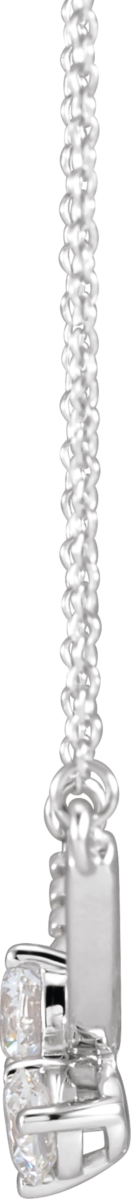 14K White 5/8 CTW Lab-Grown Diamond Two-Stone 18" Necklace