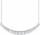 14K White Gold 3/4 CTW Lab-Grown Diamond French-Set Bar 18" Necklace