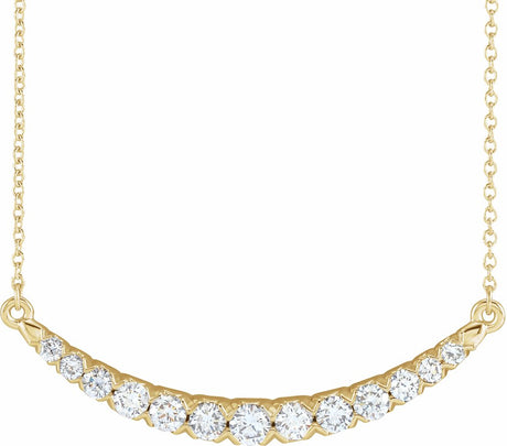 14K Yellow Gold 3/4 CTW Lab-Grown Diamond French-Set Bar 18" Necklace