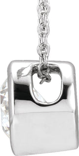 14K White Gold 1 CT Lab-Grown Diamond Solitaire 16-18" Necklace