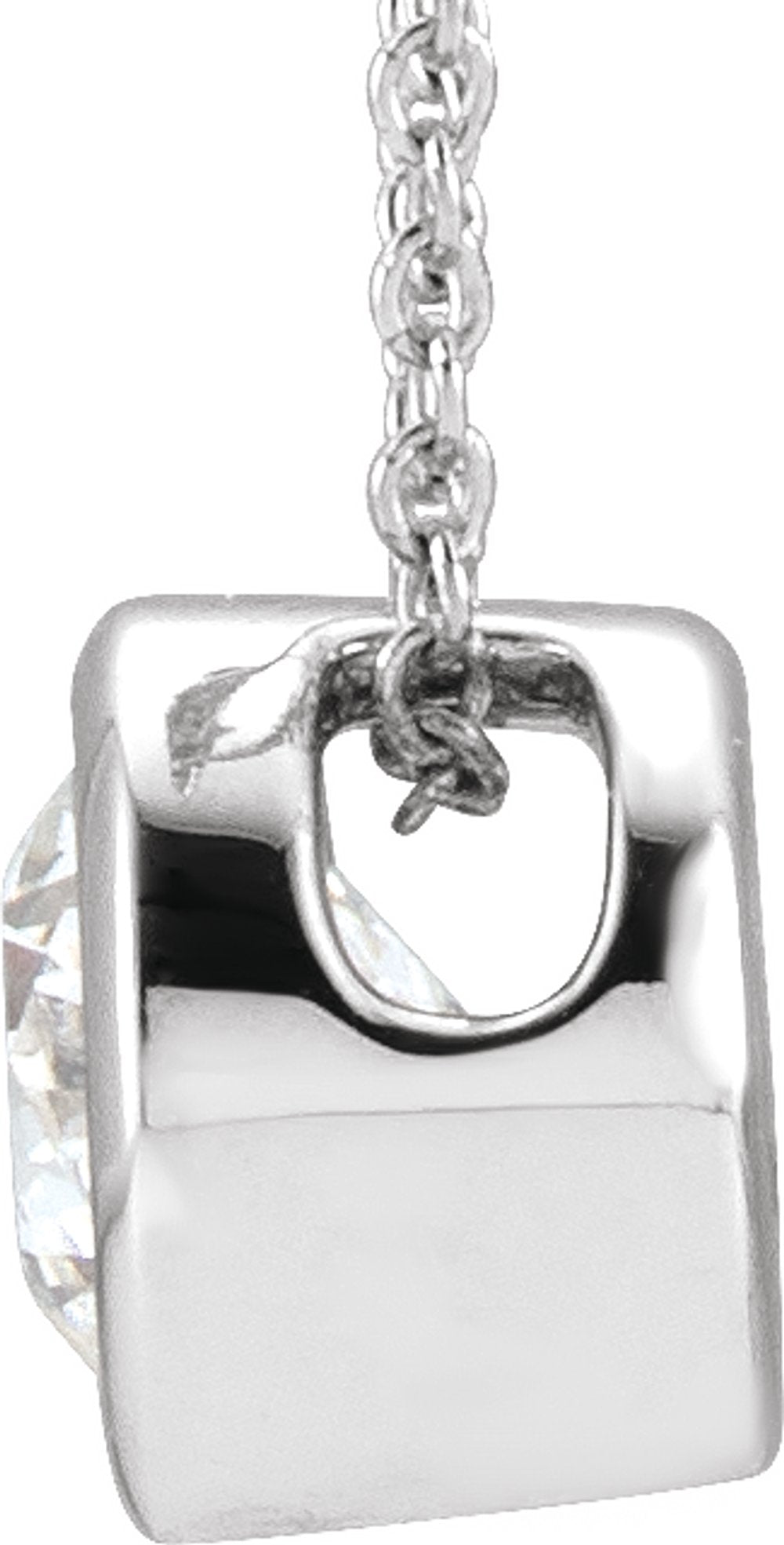 14K White 1 CT Lab-Grown Diamond Solitaire 16-18" Necklace