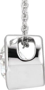 14K White 1 CT Lab-Grown Diamond Solitaire 16-18" Necklace