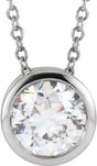 14K White 1 CT Lab-Grown Diamond Solitaire 16-18" Necklace