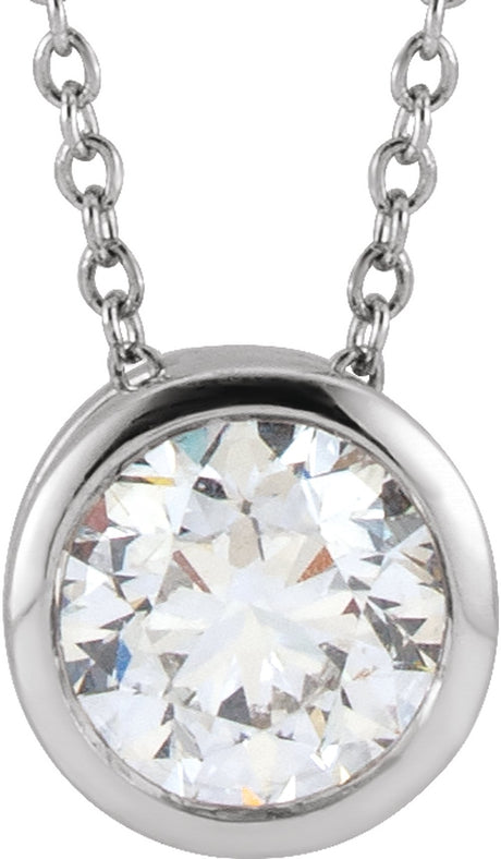 14K White Gold 1 CT Lab-Grown Diamond Solitaire 16-18" Necklace