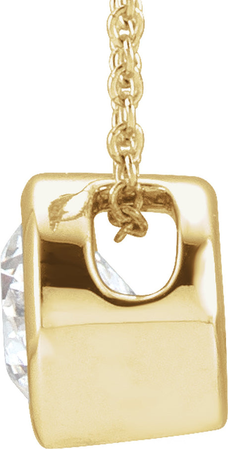 14K Yellow Gold 3/4 CT Lab-Grown Diamond Solitaire 16-18" Necklace
