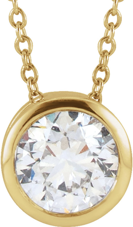 14K Yellow Gold 1/4 CT Lab-Grown Diamond Solitaire 16-18" Necklace