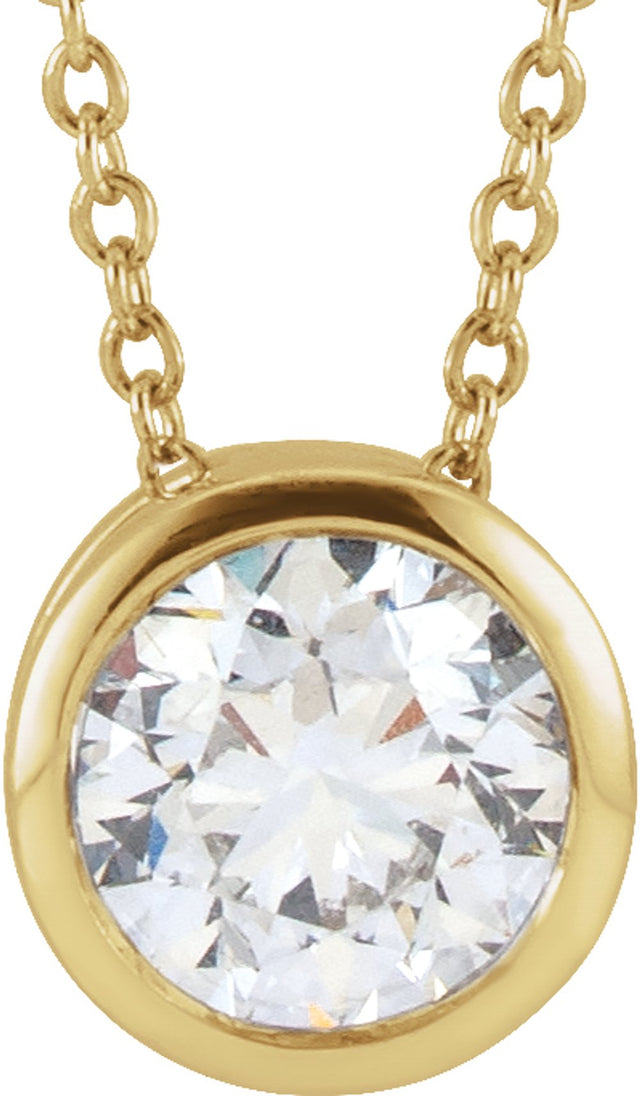 14K Yellow Gold 1/4 CT Lab-Grown Diamond Solitaire 16-18" Necklace