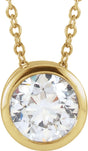 14K Yellow Gold 1/4 CT Lab-Grown Diamond Solitaire 16-18" Necklace