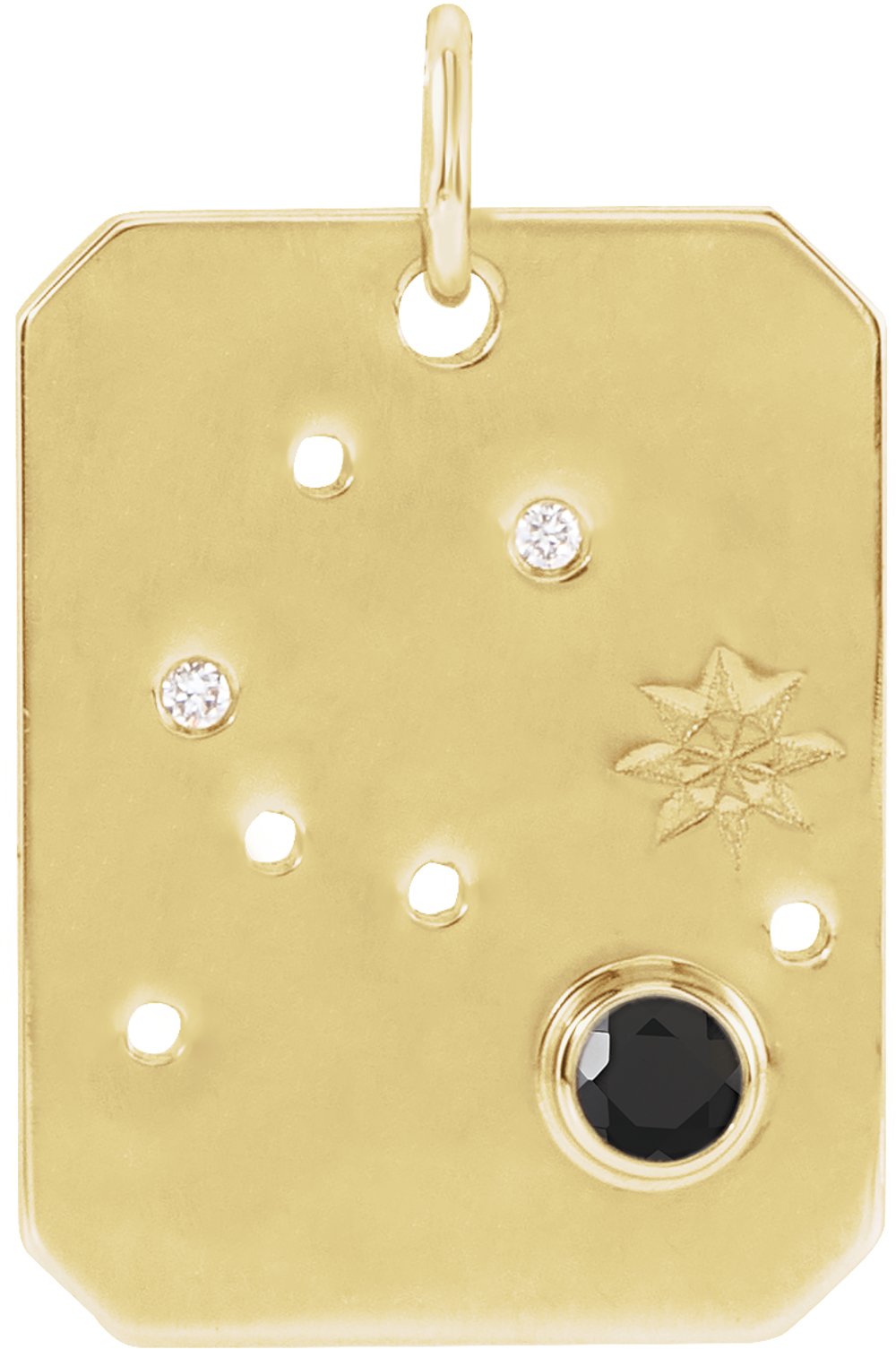 14K Yellow Natural Black Spinel & .01 CTW Natural Diamond Aquarius Constellation Pendant