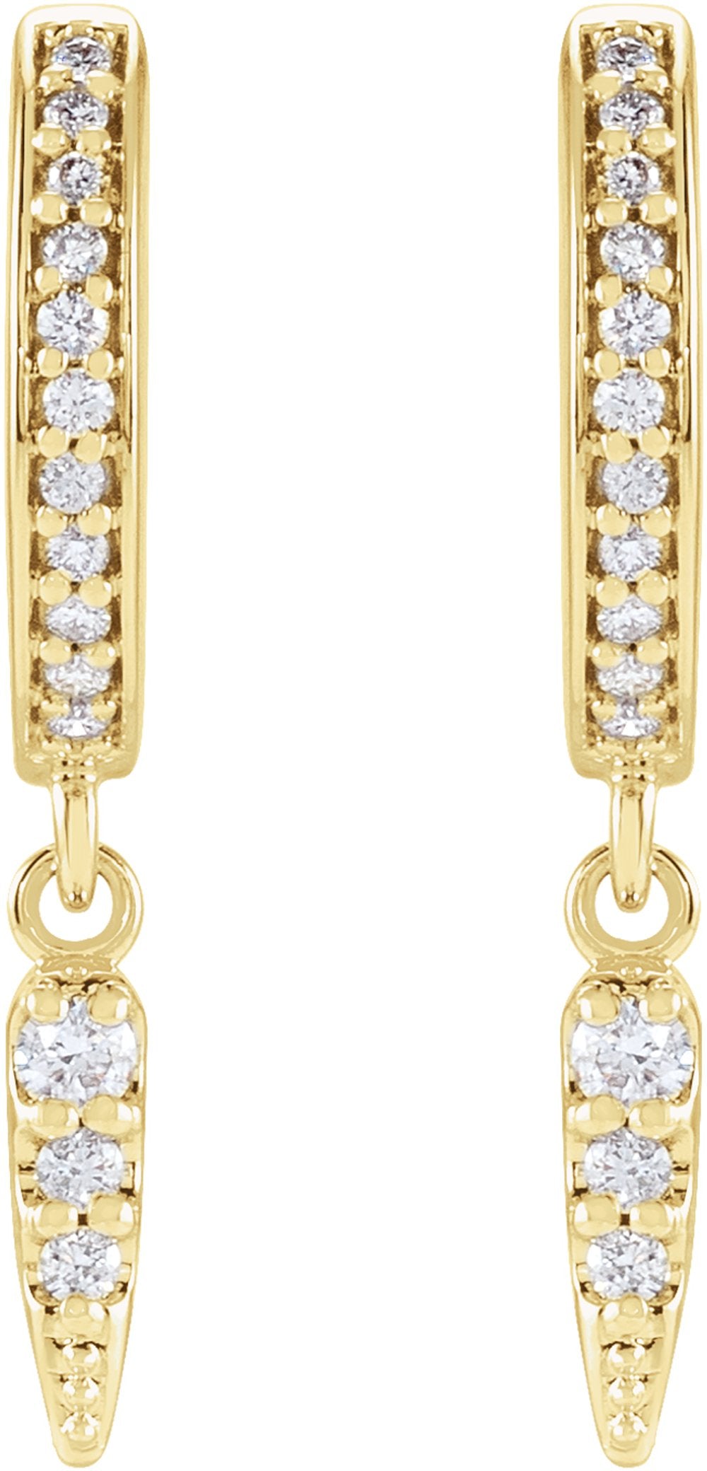 14K Yellow 1/5 CTW Natural Diamond Hinged Hoop Spike Earrings