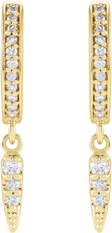 14K Yellow 1/5 CTW Natural Diamond Hinged Hoop Spike Earrings