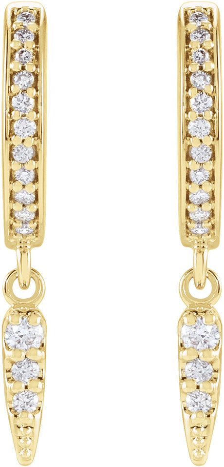 14K Yellow 1/5 CTW Natural Diamond Hinged Hoop Spike Earrings