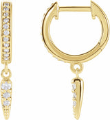 14K Yellow 1/5 CTW Natural Diamond Hinged Hoop Spike Earrings