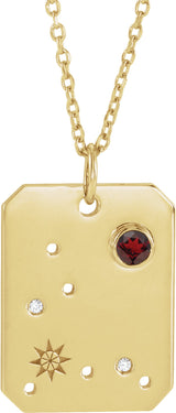 14K Yellow Natural Mozambique Garnet & .01 CTW Natural Diamond Pisces Constellation 16-18" Necklace