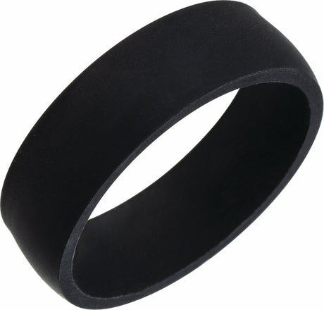 Black Silicone 7 mm Comfort-Fit Half Round Band Size 7