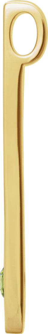 14K Yellow Gold Natural Peridot Family Engravable Bar Pendant