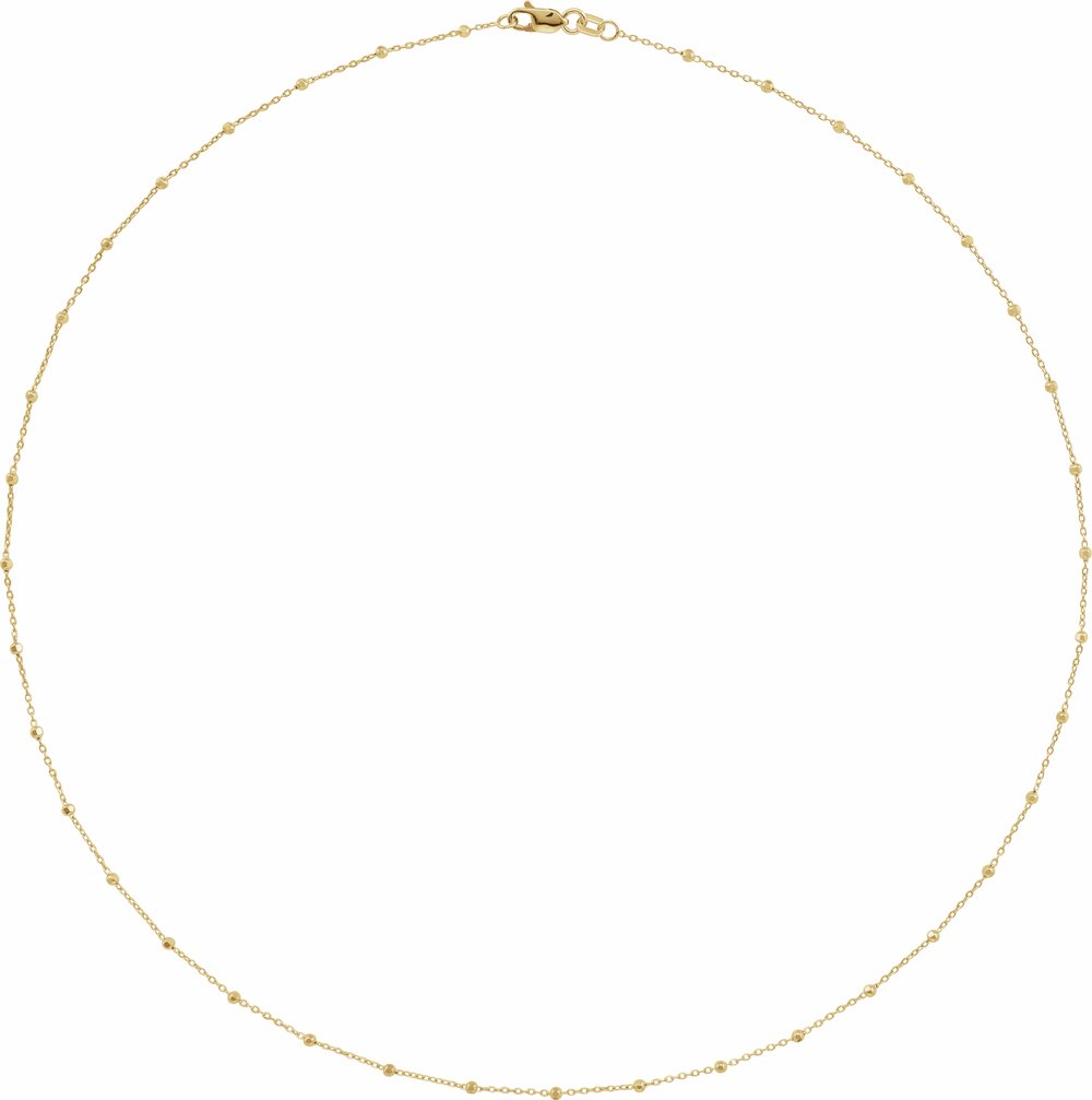 14K Yellow .85 mm Faceted Beaded Cable 16" Chain