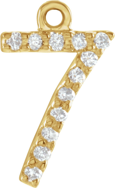 14K Yellow .05 CTW Natural Diamond Numeral 7 Dangle