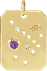 14K Yellow Natural Amethyst & .01 CTW Natural Diamond Sagittarius Constellation Pendant