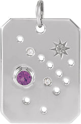 Sterling Silver Natural Amethyst & .01 CTW Natural Diamond Sagittarius Constellation Pendant