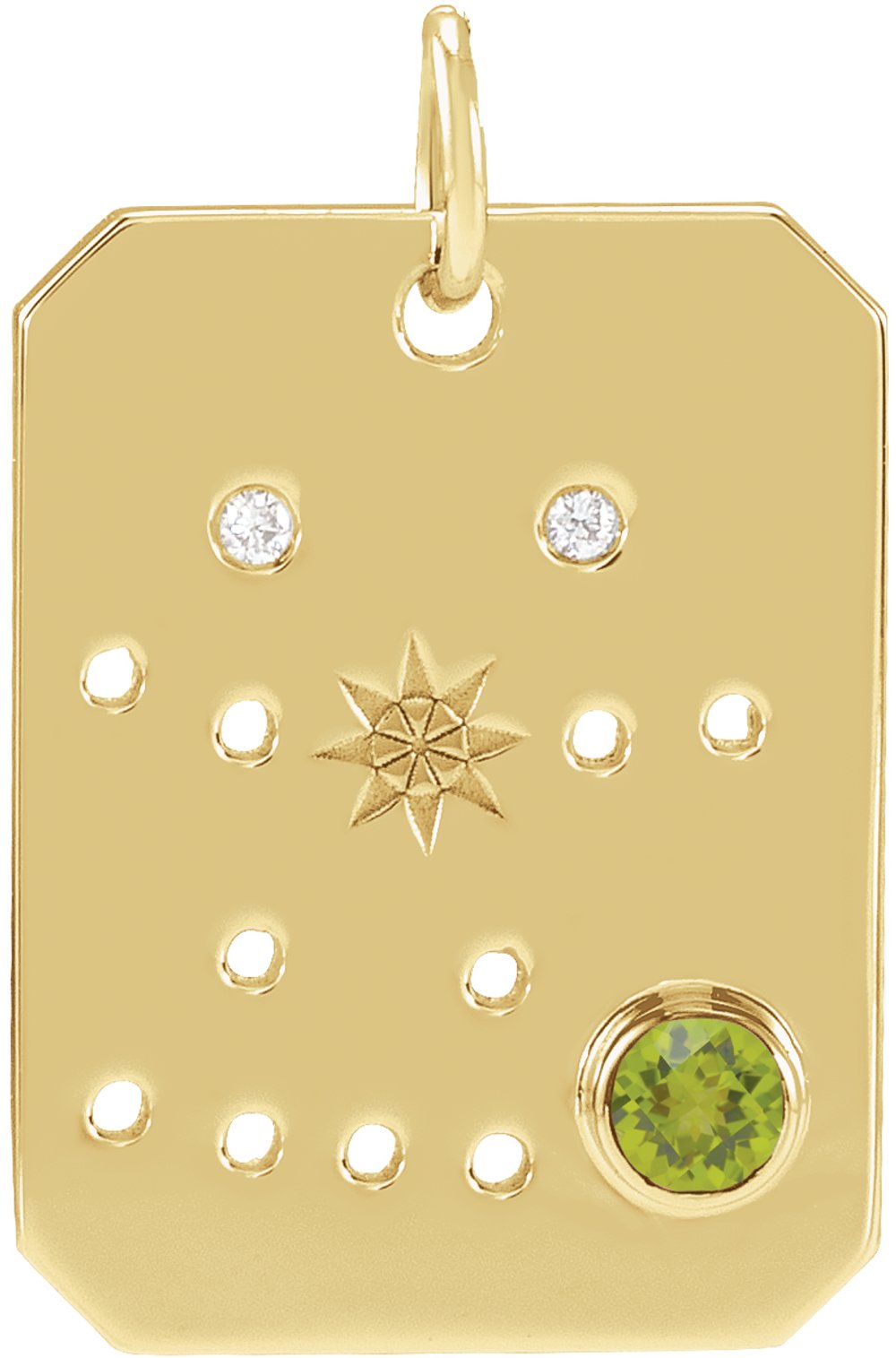 14K Yellow Natural Peridot & .01 CTW Natural Diamond Gemini Constellation Pendant