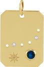 14K Yellow Natural Blue Sapphire & .01 CTW Natural Diamond Capricorn Constellation Pendant