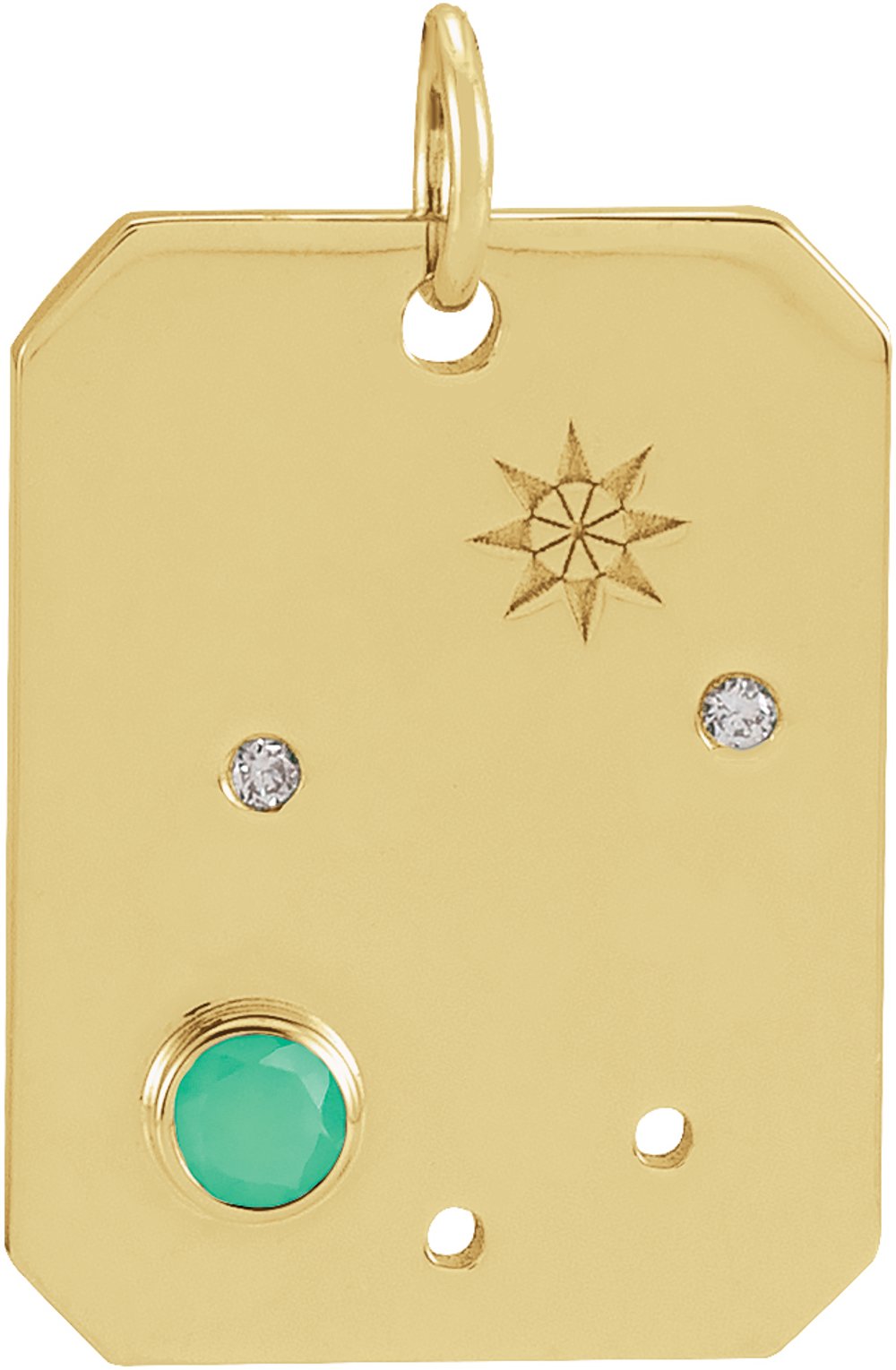 14K Yellow Natural Green Chrysoprase & .01 CTW Natural Diamond Libra Constellation Pendant