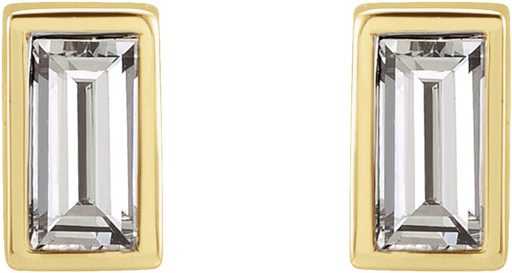 14K Yellow 1/8 CTW Natural Diamond Bezel-Set Earrings