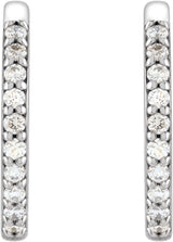 14K White Gold 1/6 CTW Natural Diamond Hinged 15 mm Hoop Earrings