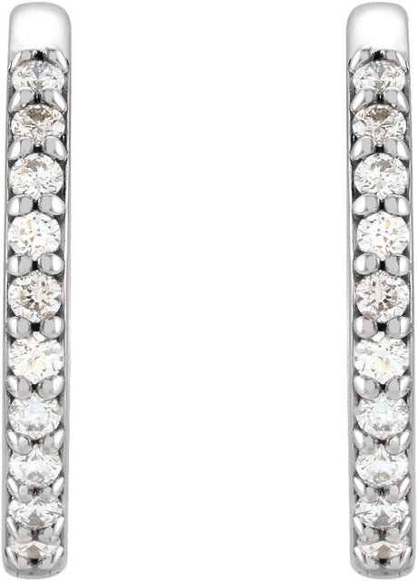 14K White Gold 1/6 CTW Natural Diamond Hinged 15 mm Hoop Earrings