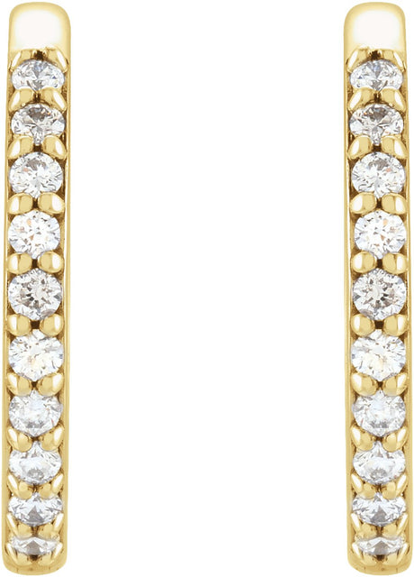 14K Yellow Gold 1/6 CTW Natural Diamond Hinged 15 mm Hoop Earrings