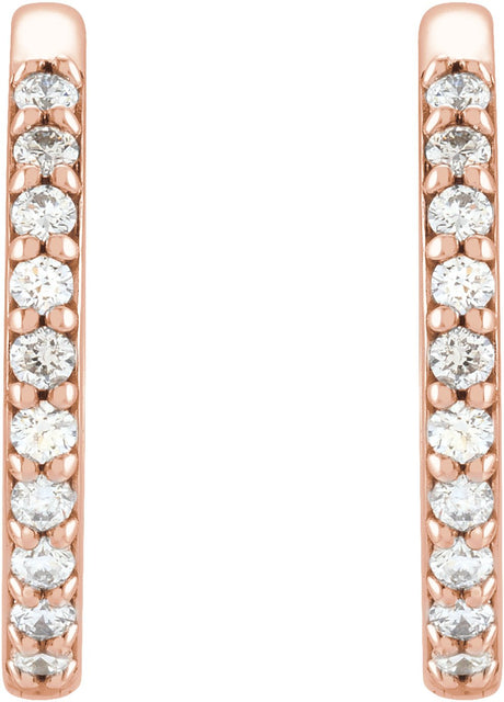 14K Rose Gold 1/6 CTW Natural Diamond Hinged 15 mm Hoop Earrings