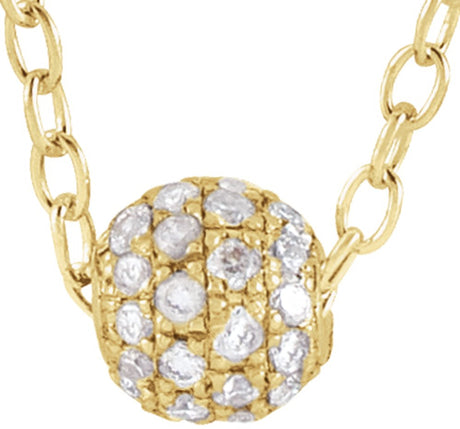 14K Yellow Gold 3 mm 1/8 CTW Natural Diamond Ball 16-18" Necklace