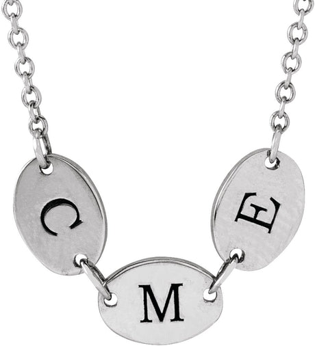 14K White Gold 3-Disc Engravable Family Disc 18" Necklace