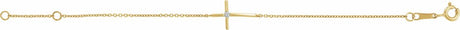 14k Yellow Imitation White Cubic Zirconia Sideways Youth Cross 5 1/2" Bracelet