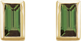 14K Yellow Gold Natural Green Tourmaline Bezel-Set Earrings