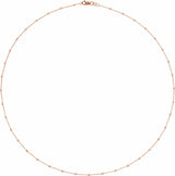 14K Rose .85 mm Faceted Beaded Cable 20" Chain