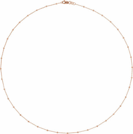 14K Rose .85 mm Faceted Beaded Cable 18" Chain