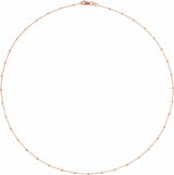 14K Rose .85 mm Faceted Beaded Cable 18" Chain