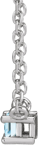 Sterling Silver Natural Sky Blue Topaz Solitaire 18" Necklace