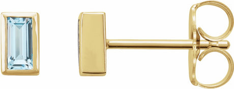 14K Yellow Gold Natural Sky Blue Topaz Bezel-Set Earrings